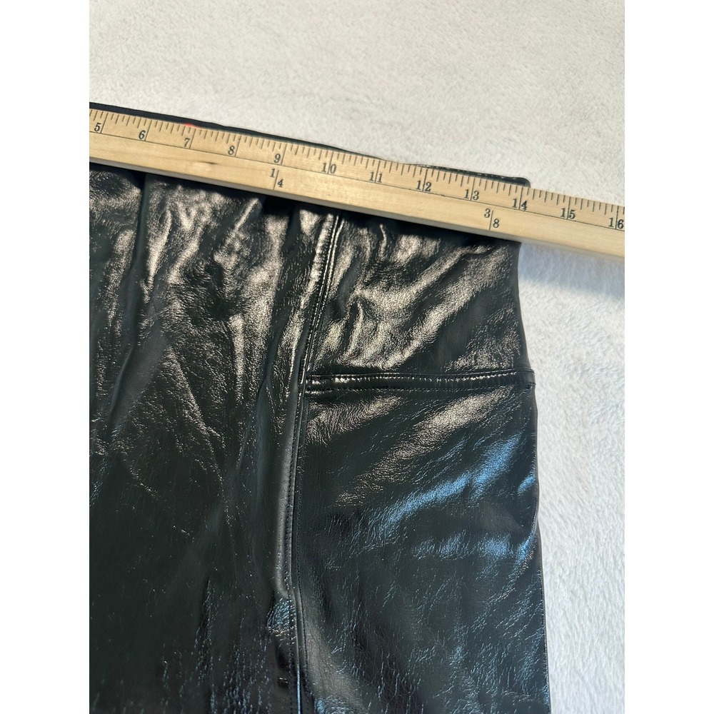 Spanx Leggings Women Large Black‎ Excellent Patent Leather-Like High Rise Shine - Picture 4 of 7